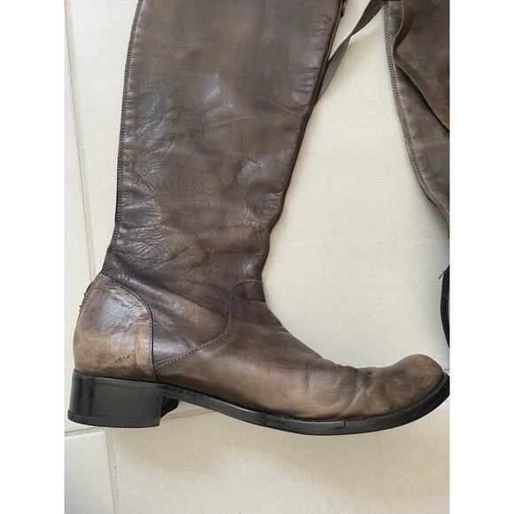 Charles David Boots Women Sz 38.5/8.5/9 Flat Knee High Leather Distressed FLAW - Picture 3 of 8